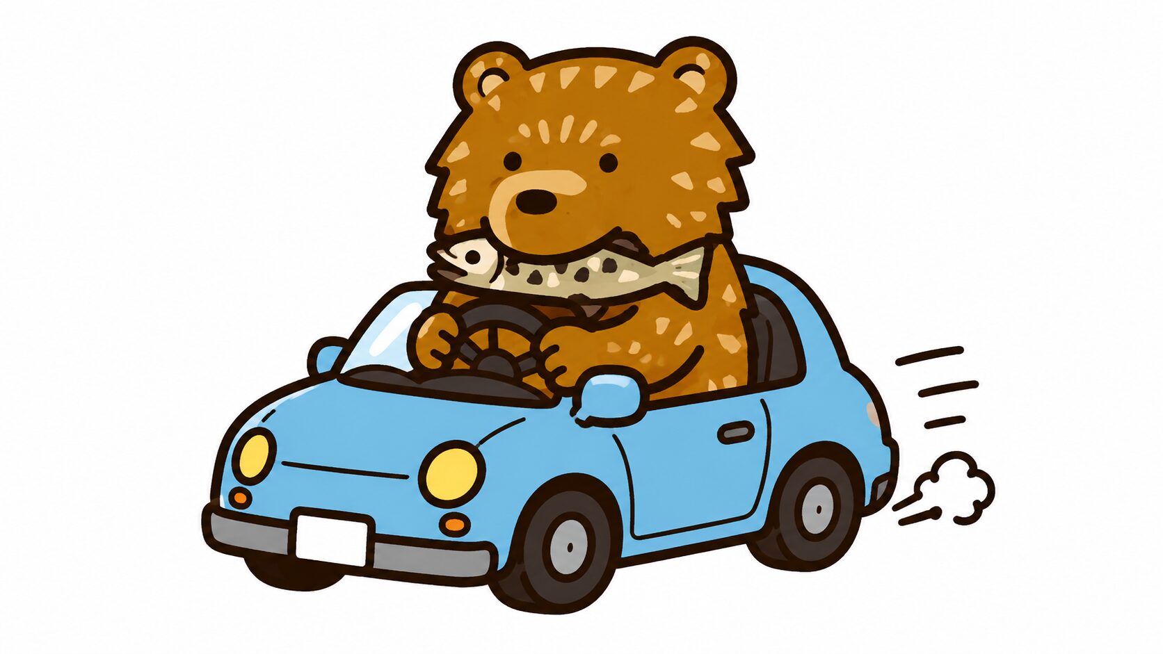 新千歳空港からレンタカーで札幌・道内周遊|車を運転するクマのイラスト